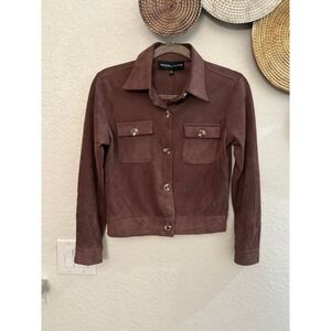 Kendall + Kylie brown faux suede jacket size Small